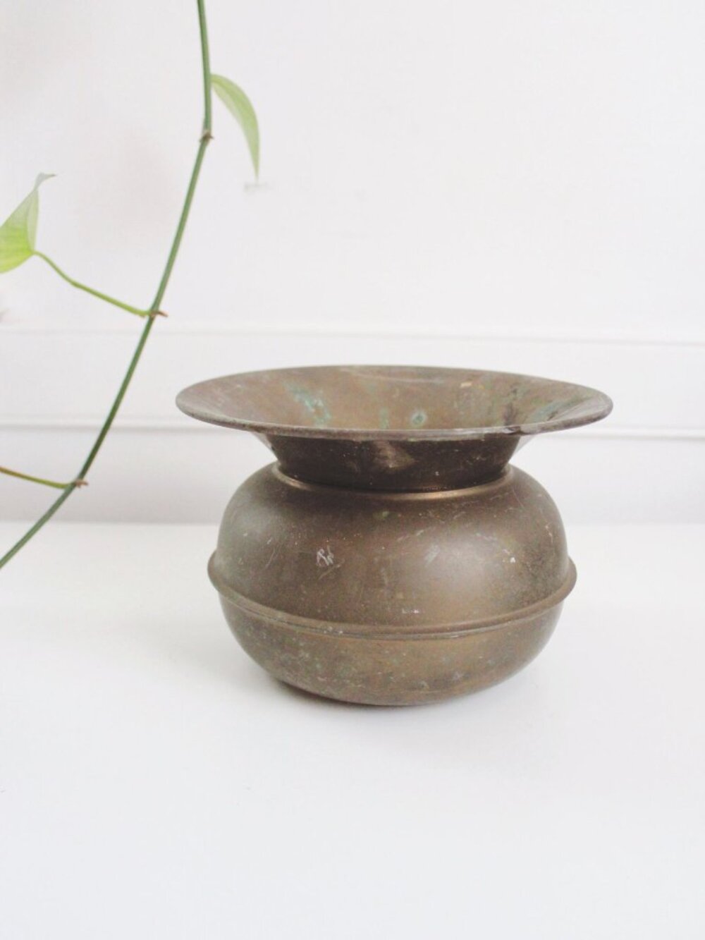Vintage Brass Spittoon Cuspidor Antique Planter Vase Rustic Western Decor